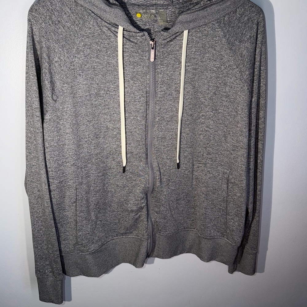 Zella Women’s Heather Grey Zip-Up Hoodie | Size L | Athleisure Layer